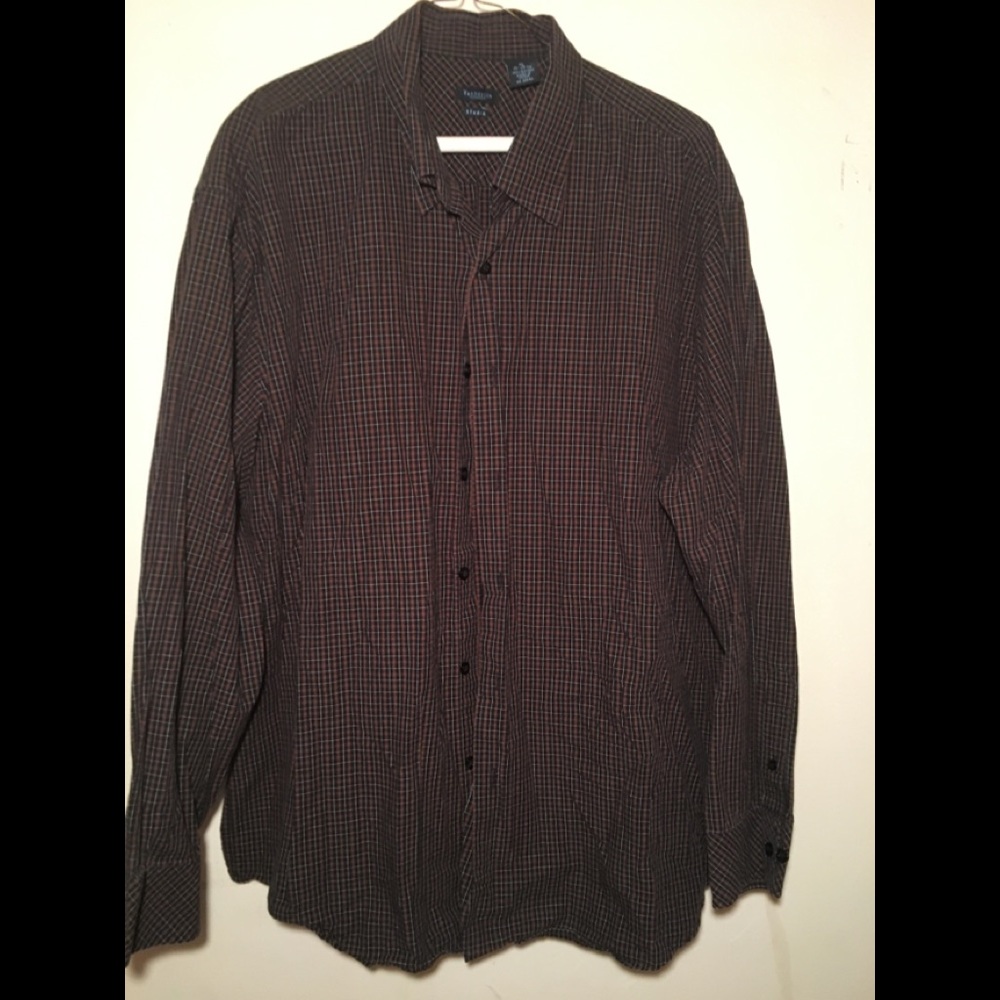 Van Heusen Brown/Faint Yellow Plaid Dress Shirt